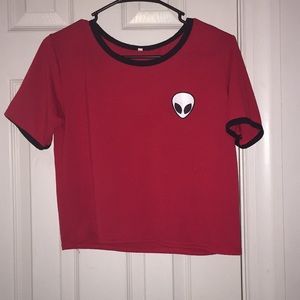 Cropped Tee with alien logo